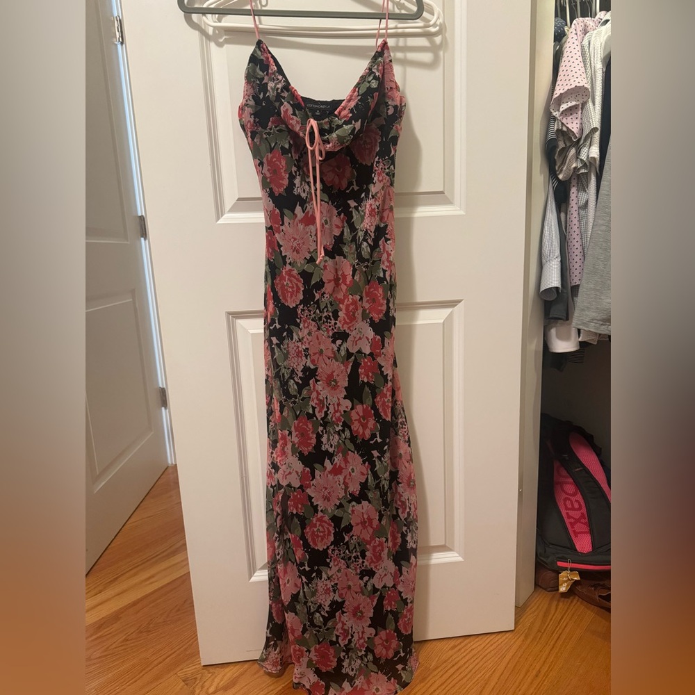 Cotton Candy Floral Maxi Dress - Black and Pink